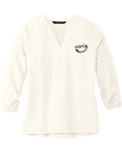 Women's Stretch Crepe 3/4-Sleeve Blouse with Aspyr embroidered logo