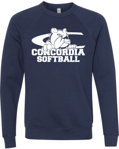 Sponge Fleece Raglan Crewneck Sweatshirt with C-Dog Softball Logo