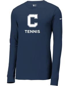 Dri-FIT Cotton/Poly Long Sleeve Tee with Block C Tennis Logo