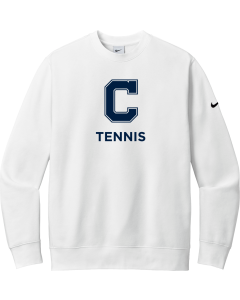 Club Fleece Sleeve Swoosh Crew with Block C Tennis Logo