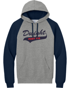 Unisex NuBlend Colorblock Raglan Hoodie Sweatshirt with Dwight Post 110 Logo
