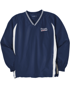 Tipped V-Neck Raglan Wind Shirt with Dwight Post 110 Embroidered logo
