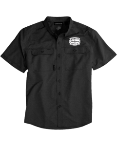 Men's Crossroad Woven Short Sleeve Shirt with Embroidered MIdwest Machinery Logo