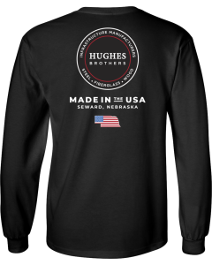 Ultra Cotton® Long Sleeve T-Shirt with Hughes Brothers Logo with Flag