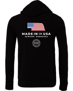 Unisex Sponge Fleece Hoodie with Made in the USA Flag logo