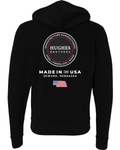 Unisex Sponge Fleece Full-Zip Hoodie with Hughes Brothers Logo with Flag