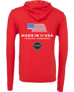Unisex Sponge Fleece Full-Zip Hoodie with Made in the USA Flag logo