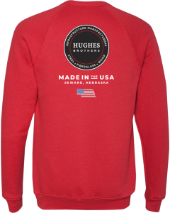 Sponge Fleece Raglan Crewneck Sweatshirt with Hughes Brothers Logo with Flag