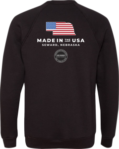Sponge Fleece Raglan Crewneck Sweatshirt with Made in the USA Flag logo