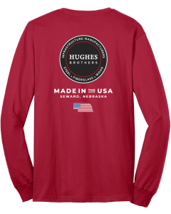 Tall Long Sleeve Core Blend Tee with Hughes Brothers Logo with Flag