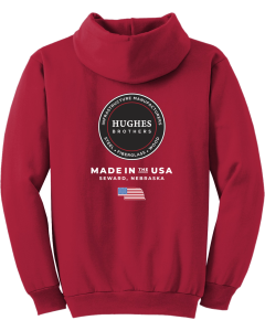 Tall Essential Fleece Pullover Hooded Sweatshirt with Hughes Brothers Logo with Flag