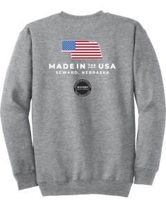 Tall Essential Fleece Crewneck Sweatshirt with Made in the USA Flag logo