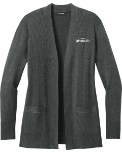 Women's Easy Care Open-Front Cardigan Sweater with Embroidered Jones Bank Logo