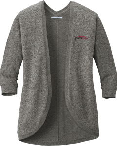 Ladies Marled Cocoon Sweater with Embroidered Jones Bank Logo