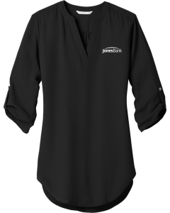 Ladies 3/4-Sleeve Tunic Blouse with Embroidered Jones Bank Logo