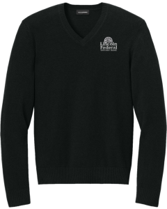 Easy Care V-Neck Sweater with Embroidered Lincoln Federal Logo