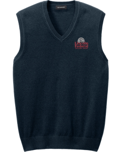 Easy Care Sweater Vest with Embroidered Lincoln Federal Logo