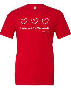 Jersey Tee with I wear red for Mackenzie logo