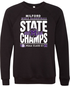 Unisex Sponge Fleece Raglan Crewneck Sweatshirt with 2026 State Champ Basketball Design