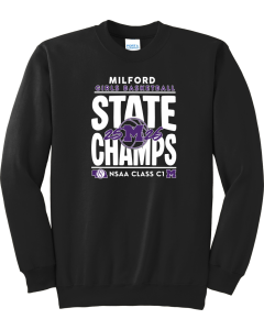 Port & Co Tall Essential Fleece Crewneck Sweatshirt with 2026 State Champ Basketball Design