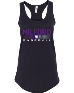 Women's Ideal Racerback Tank with 2026 Milford Rec Baseball Logos