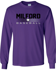 Unisex Ultra Cotton® Long Sleeve T-Shirt with 2026 Milford Rec Baseball Logos