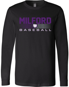 Unisex Jersey Long Sleeve Tee with 2026 Milford Rec Baseball Logos