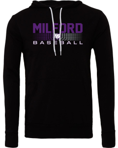Unisex Sponge Fleece Hoodie Sweatshirt with 2026 Milford Rec Baseball Logos