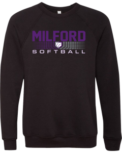 Unisex Sponge Fleece Raglan Crewneck Sweatshirt with 2026 Milford Rec Softball Logos