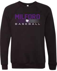 Unisex Sponge Fleece Raglan Crewneck Sweatshirt with 2026 Milford Rec Baseball Logos
