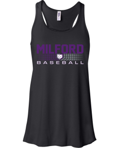 Women's Flowy Racerback Tank with 2026 Milford Rec Baseball Logos