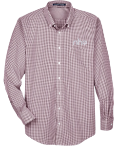 Men's Crown Collection® Gingham Check Woven Dress Shirt with NHO Embroidered Logo