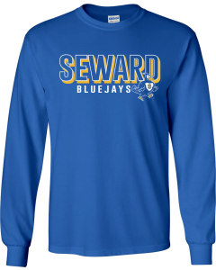 Ultra Cotton® Long Sleeve T-Shirt with Bluejay Overlap Logo