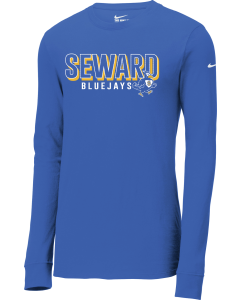 Dri-FIT Cotton/Poly Long Sleeve Tee with Bluejay Overlap Logo