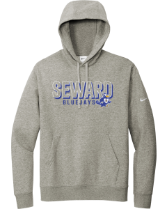 Club Fleece Sleeve Swoosh Pullover Hoodie with Bluejay Overlap Logo