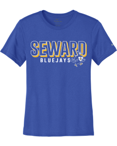 Ladies Swoosh Sleeve rLegend Tee with Bluejay Overlap Logo