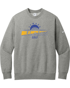 Club Fleece Sleeve Swoosh Crew with Bluejays Slice Logo