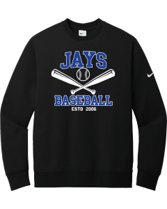 Club Fleece Sleeve Swoosh Crew with Bats Logo