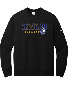 Club Fleece Sleeve Swoosh Crew with Bluejay Overlap Logo