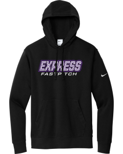 Club Fleece Sleeve Swoosh Pullover Hoodie with Softball Lines Logo