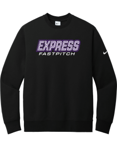 Club Fleece Sleeve Swoosh Crew with Softball Lines Logo